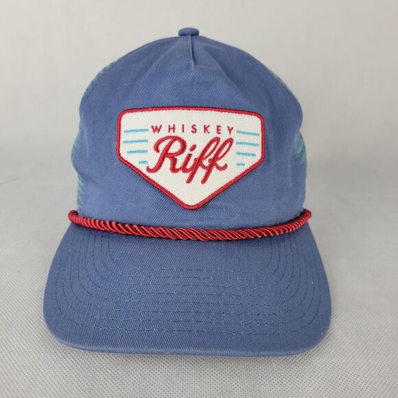 Whiskey Riff Retro Patch Snapback Trucker Rope Hat Blue Red White - Picture 1 of 10
